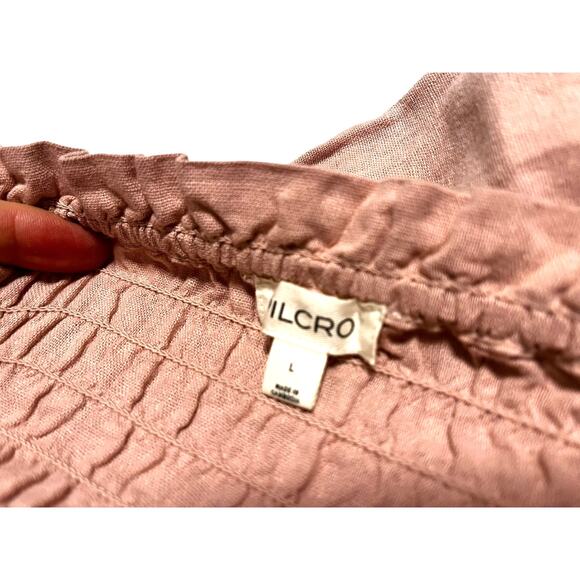 Anthropologie Pilcro Smocked Linen Wide-Leg Jumpsuit | Sz L, Pink NEW $148 - Picture 7 of 8